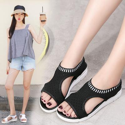 Simple Sandals Large Size Muffin Fsh Mouth Flat Heel with Non-slip Lightweight Shoes