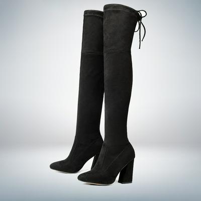 2019 Autumn & Winter New Ladies's Boots Over the Knee Lace Sexy High Heels Flock Leather Women's Boots for Female's Boots