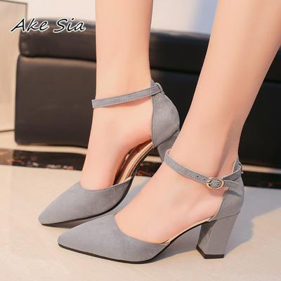 2019 Summer & Autumn New Female's Black Light Breathable High Heels Sexy Leather High Heels Grey Shoes for Female High Heels