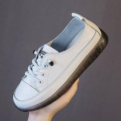 Women's Flats Spring Casual Breathable Soft Leather Soft Bottom One Pedal Lazy Shoes 