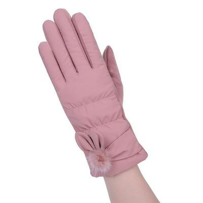 027A One-Size Fashion Women Winter Windproof Warm-Keeping Thick Cotton Suede Full Fingers Touch Screen Gloves for Riding Shopping Camping Casual Use