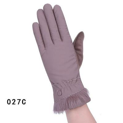 027C One-Size Women Winter Windproof Warm-Keeping Thick Cotton Suede Full Fingers Touch Screen Gloves for Riding Shopping Camping Casual Use