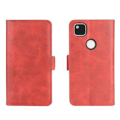 Retro Side Flip Shockproof Anti-Scratch PU Leather + Soft TPU Picture Frame Double Buckles with Stand and Card Slots Wallet Case for Google Pixel 4a