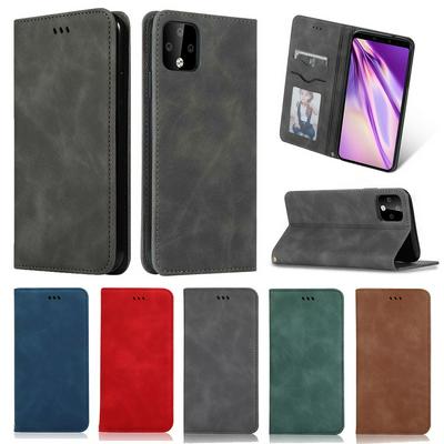 Shockproof Retro Business PU Leather + Soft TPU Card Slot with Picture Frame and Stand Cover Case for Google Pixel 4