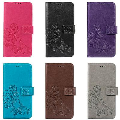 Embossed Lucky Four-Leaf Clover Pattern Shockproof Anti-Scratch PU Leather + Soft TPU Card Slot with Hand Rope Magnetic Buckle and Stand Wallet Case for Google Pixel 3 XL