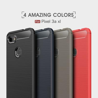 Carbon Fiber Pattern Brushed Metal Soft TPU Back Cover Case for Google Pixel 3a XL