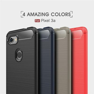 Carbon Fiber Pattern Brushed Metal Soft TPU Back Cover Case for Google Pixel 3a 