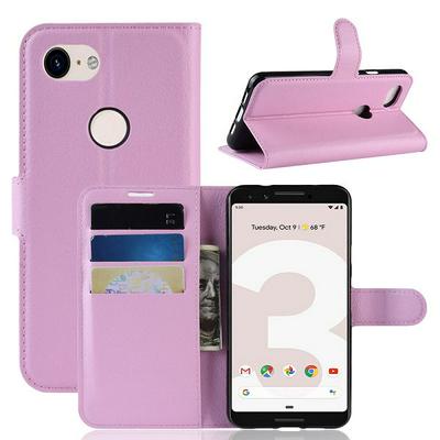 Lichee Pattern Side Flip Wallet Style PU Leather + Soft TPU Card Holder with Stand and Magnetic Buckle Case for Google Pixel 3 Lite