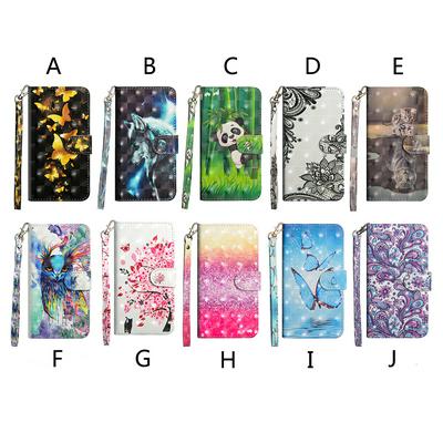 3D Colored Painting Side Flip Anti-Scratch PU Leather + Soft TPU Stand with Hand Rope Magnetic Buckle and Card Slots Wallet Protective Case for Samsung Galaxy Note 9