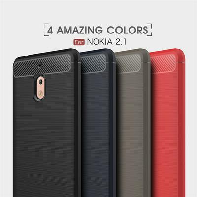 Carbon Fiber Pattern Brushed Metal Soft TPU Back Cover Case for Nokia 2.1