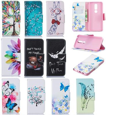 Plum Bear Feat Giraffe Color Painting Wallet Style PU Leather + Soft TPU Card Holder with Stand and Magnetic Buckle Case for Nokia 7.1