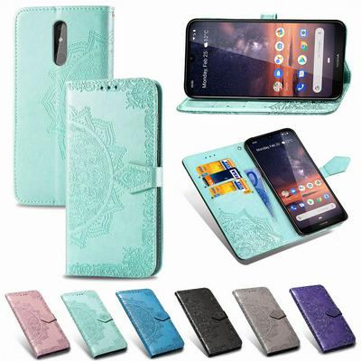 Wallet Case for Nokia 3.2, Leather Case Embossed with Mandala, Shockproof Phone Cover with Magnetic Closure and Hidden Kickstand