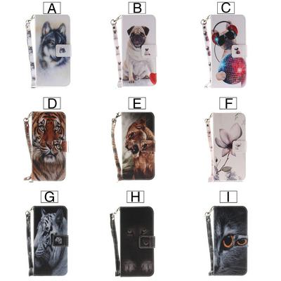 5th Colored Painting Side Flip PU Leather + Soft TPU Wrist Strap with Card Slots and Stand Wallet Protective Case for Samsung Galaxy A8 (2018) / A530 