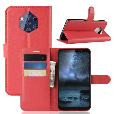 Litchi Pattern Shockproof Side Flip PU Leather + Soft TPU Card Slots with Stand and Magnetic Buckle Wallet Protective Case for Nokia 9 PureView