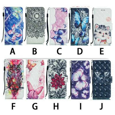 Printed Wallet Case Shockproof PU Leather Case Wear-resistant Protective Case with Card Slots and Picture Frame for Huawei Honor 10i