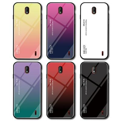 Gradient Colorful 9H Explosion-Proof Anti-scratch Tempered Glass Support Wireless Charging Back Cover Case for Nokia 1 Plus