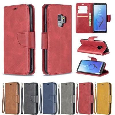 Sheep Skin Shockproof PU Leather + Soft TPU with Card Slots Stand Wallet Protective Case for Samsung Galaxy S9