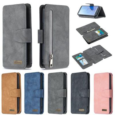 Frosted Zipper Wallet BF07 Type Scratch Resistant PU Leather Wallet Phone Case with Stand &Card Slots for Samsung Galaxy S9