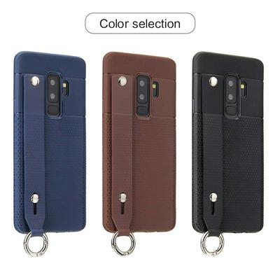 Solid Color Anti-Scratch Shockproof Soft TPU with Hand Strap and Stand Protective Case for Samsung Galaxy S9 Plus