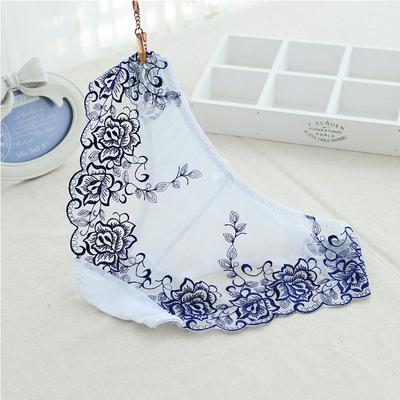 616 One-Size Embroidery Rose Pattern Solid Color Soft Comfortable Sexy Transparent Nylon + Lace Low Waist Briefs for Women 