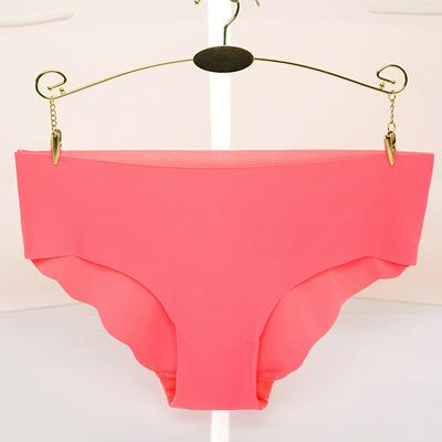 M/L Size Solid Candy Color Glossy Seamless Wave Edge Breathable Low Waist Sexy Soft Comfort Ladies Underpants Briefs 