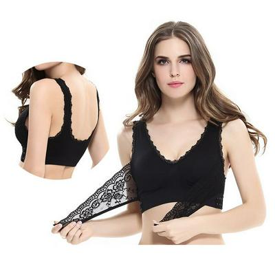 S-2XL Size Girls Women No Steel Ring Front Cross Side Buckle Lace Active Wear Sports Bra for Workout Gym Sleeping Use 