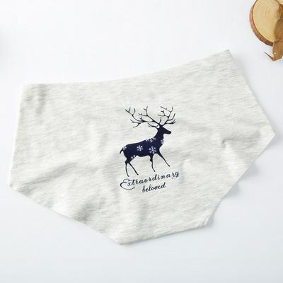 One-Size Cute Cartoon Printed Deer Pattern One-Piece Seamless Pure Cotton Mid-Waist Breathable Comfortable Female Underpants Briefs 