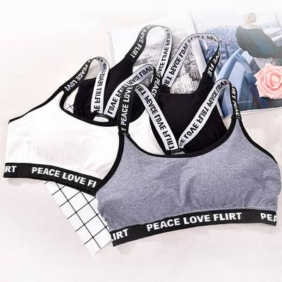 Sexy Letter Pattern Edge Women Seamless Padded Leisure Crop Bra Tank Tops Sports Vest Camisole