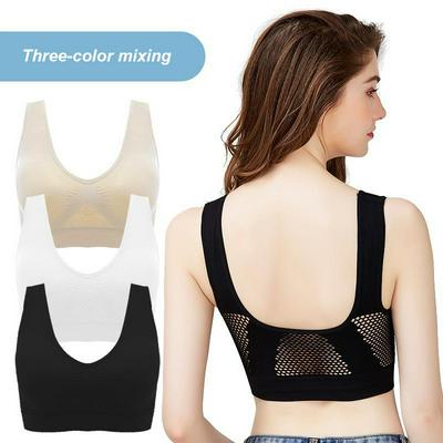 Women's Large Size No Steel Ring Hollow Breathable Bra Vest Style Sports Underwear