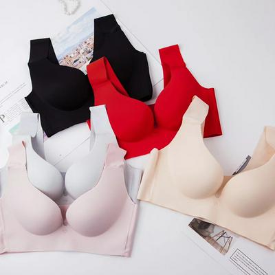 S/M/L/XL Size Solid Color Japan Seamless Muscle Nude Baby Cotton No Steel Ring Underwear Sports Bras for Women 