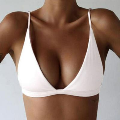 S/M/L/XL Size Solid Color Women 3/4 Wire Free Adjusted-Straps Summer Beachwear Bathing Sexy Swimsuit Bikini Tops Bra 