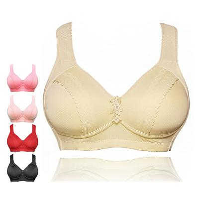 Women's No Steel Ring Bra Widened Shoulder Strap Cotton Full Cup Underwear