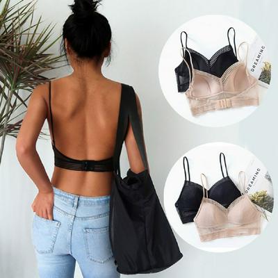 Women's Lace U-shaped Big Backless Bra Thin Cup No Steel Ring Sexy Dress Vacation Invisible Underwear