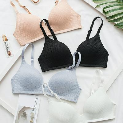 Women's Lightweight Lace Seamless No Steel Ring Bra Gathered Underwear for Spring, Summer