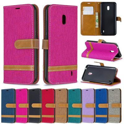 Wallet Case for Nokia 2.2, Denim-style Leather Phone Cover Attached with Wrist Strap