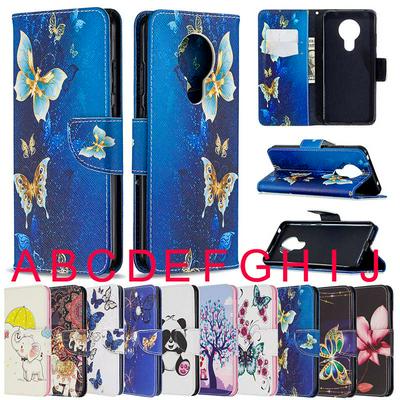 Merge Colored Painting All-round Protection PU Leather Phone Protective Case with Card Slots&Stand for Nokia 5.3