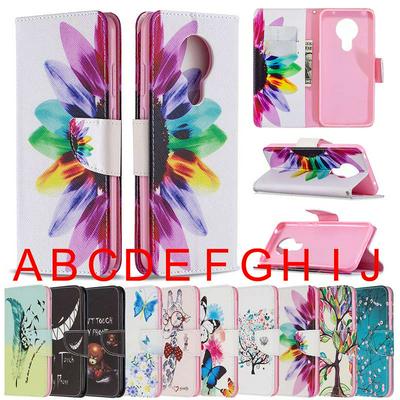 Colored Painting All-round Protection PU Leather Phone Protective Case with Card Slots&Stand for Nokia 5.3