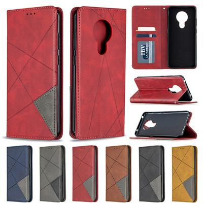 Rhombus Pattern Shockproof PU Leather Phone Protective Case with Magnetic and Stand for Nokia 5.3