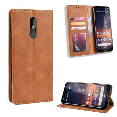Retro Magnetic Attraction Shockproof Side Flip PU Leather + Soft TPU Card Slots with Stand and Picture Frame Wallet Case for Nokia 3.2