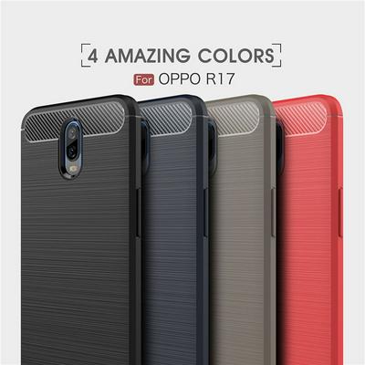 Carbon Fiber Pattern Brushed Metal Soft TPU Back Cover Case for OPPO R17