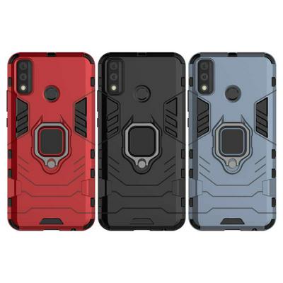 Durable Shockproof Drop Protection Phone Case with Magnetic Metal Rotation Finger Kickstand Ring Grip Holder for Huawei Y8s