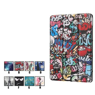 Colored Painting Tri-Fold Folding Shockproof Side Flip PU Leather + Hard PC with Stand Protective Case for Huawei MatePad 10.4