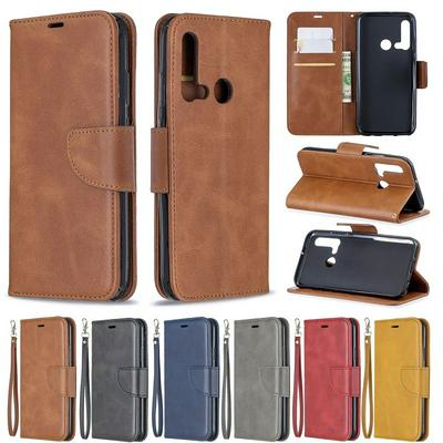 Wallet Case for Huawei Nova 5i, Plain Imitation Leather Phone Case with Card Slots and Hidden Kickstand