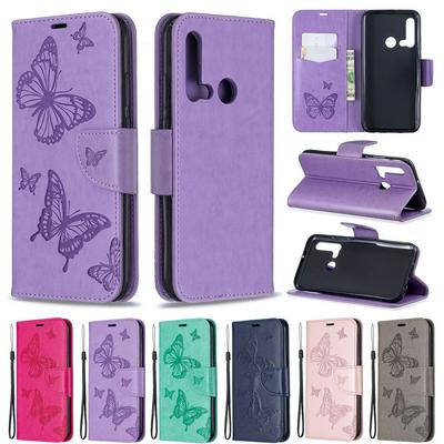 Wallet Case for Huawei P20 Nova 5i, Butterfly Leather Phone Case with Wrist Strap and Hidden Kickstand