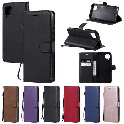 Solid Color Pattern Scratch Resistant Clamshell PU Leather Phone Protective Case with Lanyard&Card Slots for HUAWEI P40 Lite