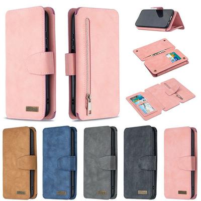Frosted Zipper Wallet BF07 Type Detachable Scratch Resistant PU Leather Phone Case for HUAWEI P40 Lite