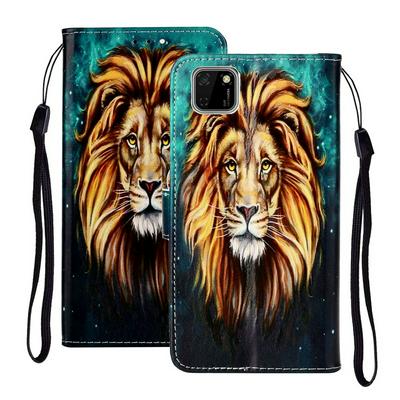 Relief Color Painting Side Flip Scratch Resistant PU Leather Wallet Phone Protective Case with Stand and Wrist Strap for HUAWEI Y5p