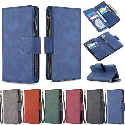 Skin Feel Zipper Wallet BF02 Scratch Resistant PU Leather Phone Protective Case with Stand &Lanyard for HUAWEI P40 Lite