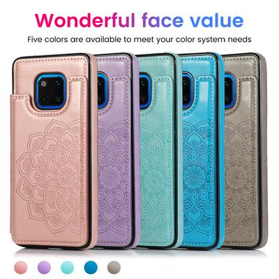 Double Buckle Mandala Magnetic Clasp Multifunctional Shockproof PU Leather Wallet Phone case with Card Slot for HUAWEI P40 Lite