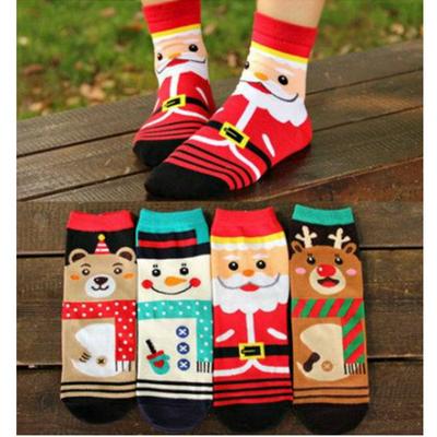 Christmas Series Santa Claus Reindeer Snowman Bear Pattern Women Winter Mid Tube Warm Cotton Socks Christmas Gift 